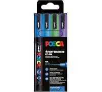 POSCA 186530 - Set de marqueurs POSCA, 4 stylos acryliques pailletés PC-3M, marqueurs permanents 0,9-1,3 mm pointe ogive