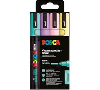 POSCA Pochette De 4 Marqueurs Pc5m Pointe Moyenne - Couleurs Douces