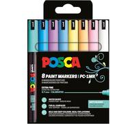 POSCA Mitsubishi Pencil - Pochette 8 Marqueurs PC1MR - Pointe Extra Fine Calibrée 0,7 mm - Peinture À Base d'Eau - Tout Support - Couleurs Douces