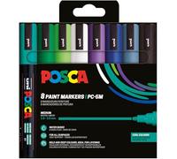 POSCA Mitsubishi Pencil - Pochette 8 Marqueurs PC5M - Pointe Moyenne - Peinture à Base d'Eau - Tout Support - Couleurs Froides