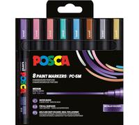 POSCA 182557 - Set de marqueurs POSCA, 8 stylos acryliques métallisés PC-5M, marqueurs permanents 1,8-2,5 mm pointe ogive