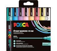POSCA Mitsubishi Pencil - Pochette 8 Marqueurs PC5M - Pointe Moyenne - Peinture à Base d'Eau - Tout Support - Couleurs Douces