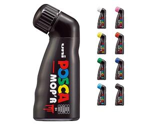 POSCA MOP'R, Marqueur peinture base eau - Tout Support - Noir | Uni Mitsubishi Pencil - Pointe tampon ronde XXL 3-19mm. Créations XXL & coulures maîtrisées. Permanents sur surface poreuse