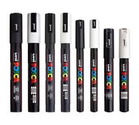 Posca Noir et Blanc - Fin Pour Moyen Set 8 Stylos (PC-1MR, PC-1M, PC-3M, PC-5M)