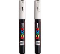 Posca Pc-1m Lot De 2 Marqueurs Permanents À Base D'eau Pour Peinture Multi-Surfaces Pointe De 0,7 Mm Encre Blanche