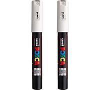 Posca PC-1M Lot de 2 marqueurs permanents à base d'eau pour peinture multi-surfaces Pointe de 0,7 mm Encre blanche