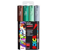 Posca - PC-1M Lot de 4 marqueurs de peinture artistique dans une pochette en plastique (tons terre)