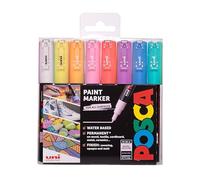 POSCA PC-1M Marqueurs permanents à base d'eau Pointe extra-fine de qualité supérieure pour les arts et l'artisanat. Utilisation multi-surfaces sur bois, métal, papier, carton, verre, tissu, céramique et pierre. Lot de 8 marqueurs couleurs assorties