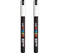 Posca PC-1MR Lot de 2 marqueurs à peinture Pointe 0,7 mm Encre blanche