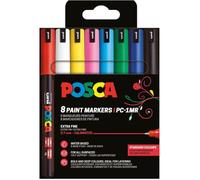 Posca PC-1MR - Pochette 8 marqueurs couleurs basiques, pointe extra-fine 0,7 mm