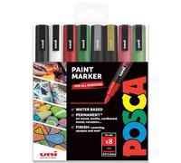Posca PC-3M - Feutres de peinture - 0,9-1,3 mm - Lot de 8 teintes de Noël dans une boîte cadeau