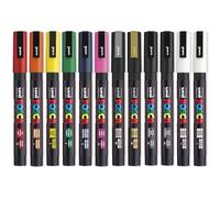 Posca PC-3M Lot de 12 marqueurs permanents à base d'eau Noir + blanc