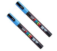Posca PC-3M Lot de 2 marqueurs à peinture - Pointe 0,9-1,3 mm - Encre bleu ciel