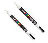 Posca PC-3M Lot de 2 marqueurs de peinture - Pointe de 0,9 à 1,3 mm - Encre blanche