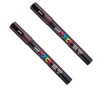Posca PC-3M Lot de 2 marqueurs peinture Pointe 0,9-1,3 mm Marron foncé