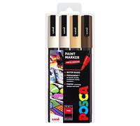Posca PC-3M Lot de 4 marqueurs à peinture dans un étui plastique - Tons neutres chauds