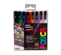 Posca PC-3M Lot de 8 feutres de peinture acrylique Marqueurs permanents opaques pour adultes et enfants Idéal sur tissu, graffiti, aquarelle, contour, dessin, fenêtre et art sur verre