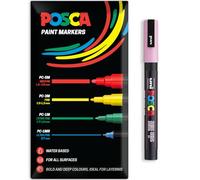 Posca PC-3M PC-3M Lot de 1 marqueur de peinture acrylique à base d'eau permanent multi-surfaces Emballage cadeau pour verre, tissu, toile, bois, etc. Rose clair