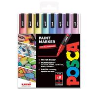 Posca PC-3M PC-3M Lot de 8 marqueurs permanents à base d'eau avec pochette en plastique pour usages multisurfaces Tons pastel 0,9-1,3 mm