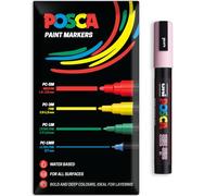 Posca PC-5M PC-5M Lot de 1 marqueur de peinture acrylique à base d'eau permanent multi-surfaces Emballage cadeau pour verre, tissu, toile, bois, etc. Rose clair