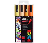 Posca PC-5M PC-5M Lot de 4 marqueurs permanents à base d'eau avec pochette cadeau Motif lever de soleil Taille M 1,8-2,5 mm