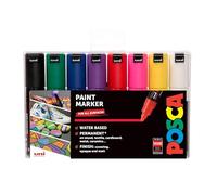 POSCA PC-7M Lot de 8 marqueurs permanents à pointe ogive large pour loisirs créatifs Utilisation multi-surfaces sur bois, métal, papier, toile, carton, verre, tissu, céramique, galets, porcelaine, lot