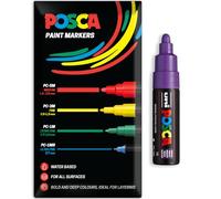 Posca PC-7M PC-7M Lot de 1 marqueur de peinture acrylique à base d'eau permanent multi-surfaces dans un emballage cadeau enveloppe pour verre, tissu, toile, bois, etc. Violet