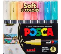 Posca - PC1MC - Stylo à bille extra fin - couleurs douces, 8 pièces