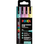 Posca - Pochette 4 marqueurs PC3M - Pointe fine, à base d'eau - Couleurs douces