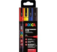 Posca – Set de 4 marqueurs PC-3M – acrylique base eau, pointe ogive 0,9–1,3 mm – Tout support