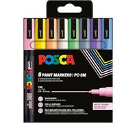 Posca Marqueurs PC3M – Pochette 8 – Pointe fine – Peinture à base d'eau – Pastel