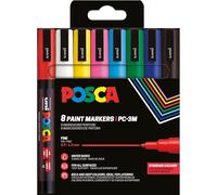 Posca Pochette 8 marqueurs PC3M – Pointe fine, peinture à base d'eau – Couleurs basiques