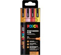 Posca Pochette 4 marqueurs PC3M – Pointe fine, peinture à base d'eau, couleurs pailletées