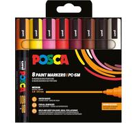 Posca Marqueurs PC5M – Pochette 8, pointe moyenne, peinture à base d'eau, couleurs chaudes