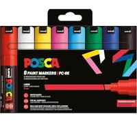 Posca – Marqueurs acryliques PC-8K – Pointe large biseautée 8 mm – Pack 8 couleurs assorties