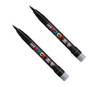 Posca PCF-350 Lot de 2 marqueurs à peinture à pointe pinceau pour tissu, verre, métal Noir