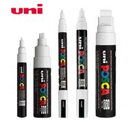 Posca - pinceau marqueur blanc, stylos permanents imperméables, ne se décolorent pas, haute brillance, Art de roche, peinture sur tissu, Graffiti sur chaussures, fabrication de pôster 5 Size White Set