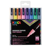 POSCA Mitsubishi Pencil - 8 Marqueurs PC3M - Pointe Conique Pointe Fine - Marqueurs Peinture à Base d'Eau - Tout Support - Pour Papier, Textile, Verre, Galet, Bois - Couleurs Pastel