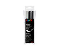 Posca Set de 3 marqueurs PC350 pointe pinceau – 2 noirs, 1 blanc