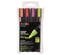 POSCA Set de 4 Marqueurs PC5M Pte conique moyenne Assorti Fluo