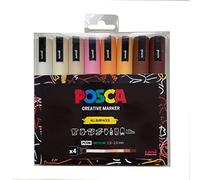 Posca Stylos PC-5M Lot de 8 marqueurs permanents à pointe moyenne en feutre acrylique pour adultes et enfants Idéal pour coloriage, tissu, graffiti, aquarelle, dessin, fenêtre et art sur verre