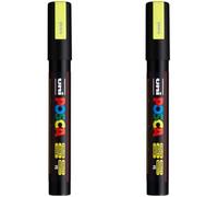 POSCA uni-ball 182575 - Crayon de marquage à pointe ogive moyenne, jaune fluo (Lot de 2)