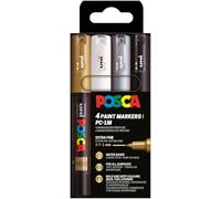 POSCA - Pochette 4 Marqueurs PC1MC - Pointe Extra Fine - Peinture à Base d'Eau - Tout Support - Couleurs Festives