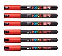 POSCA Uni-Ball PC-1MR Lot de 12 stylos Rouge
