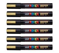 POSCA Uni-Ball PC-5M Lot de 12 marqueurs Doré métallisé