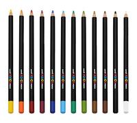Posca Uni Crayon de Couleur - Crayons de Couleur Professionnels à l'Huile et à la Cire - KPE-200 - Pack Essentiel de 12