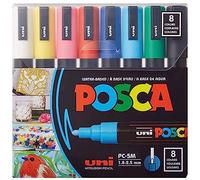 POSCA PC-5M Noir, Bleu, Vert, Rose, Rouge, Violet, Blanc, Jaune 8 pièce(s)