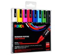 POSCA PC-5M Noir, Bleu, Vert, Rose, Rouge, Violet, Blanc, Jaune 8 pièce(s)
