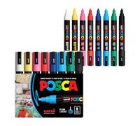 POSCA PC-5M Noir, Bleu, Vert, Rose, Rouge, Violet, Blanc, Jaune 8 pièce(s)