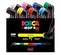 POSCA - Uni Mitsubishi Pencil - Marqueur MOP'R - Pointe Ronde XXL 3-19 mm - Forme Ergonomique, Corps Semi-Rigide - Marqueur Peinture À Base d'Eau - Tout Support - 8 couleurs
